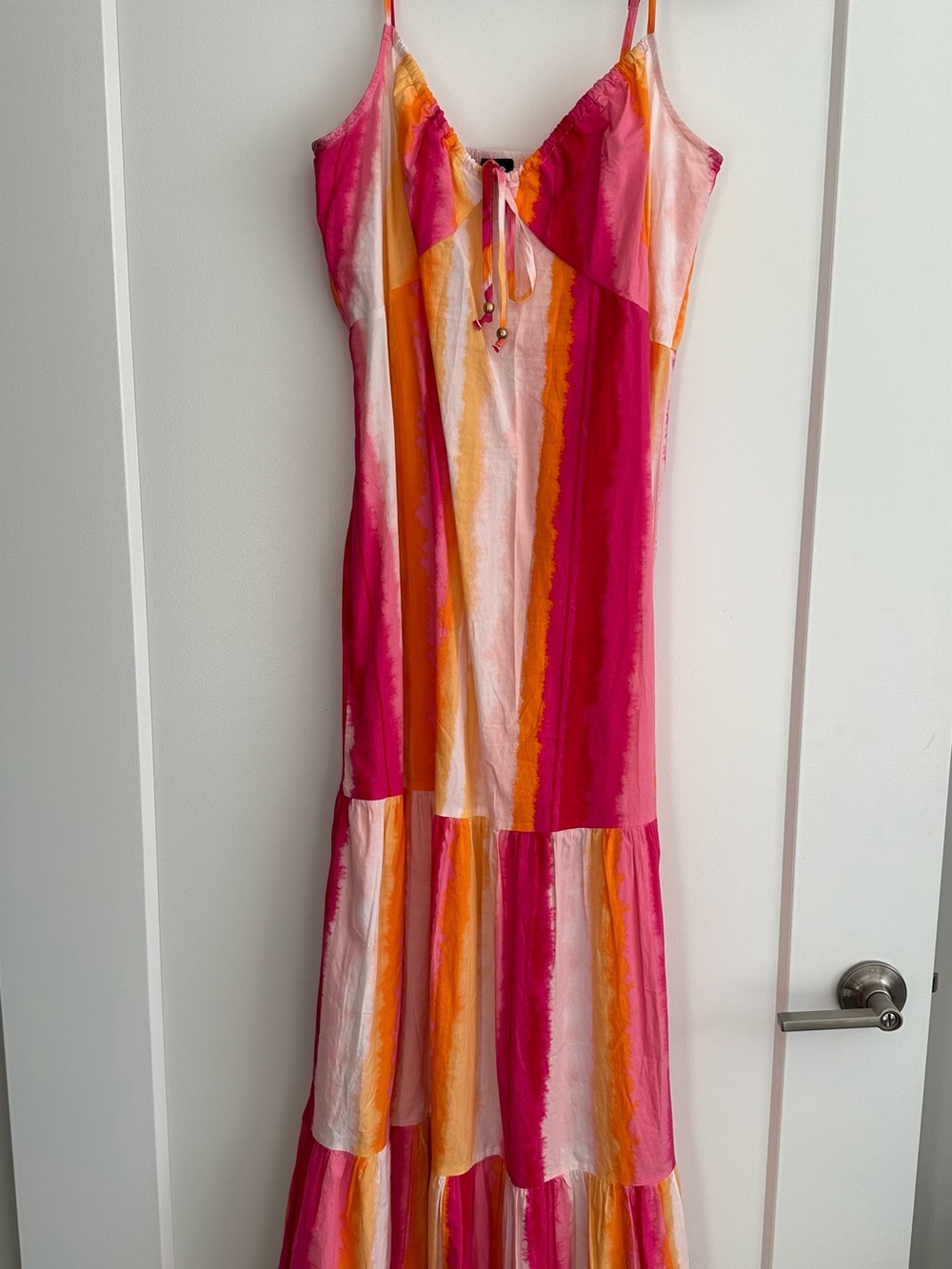 INC International Concepts Pink, Orange & White Striped Maxi Dress
